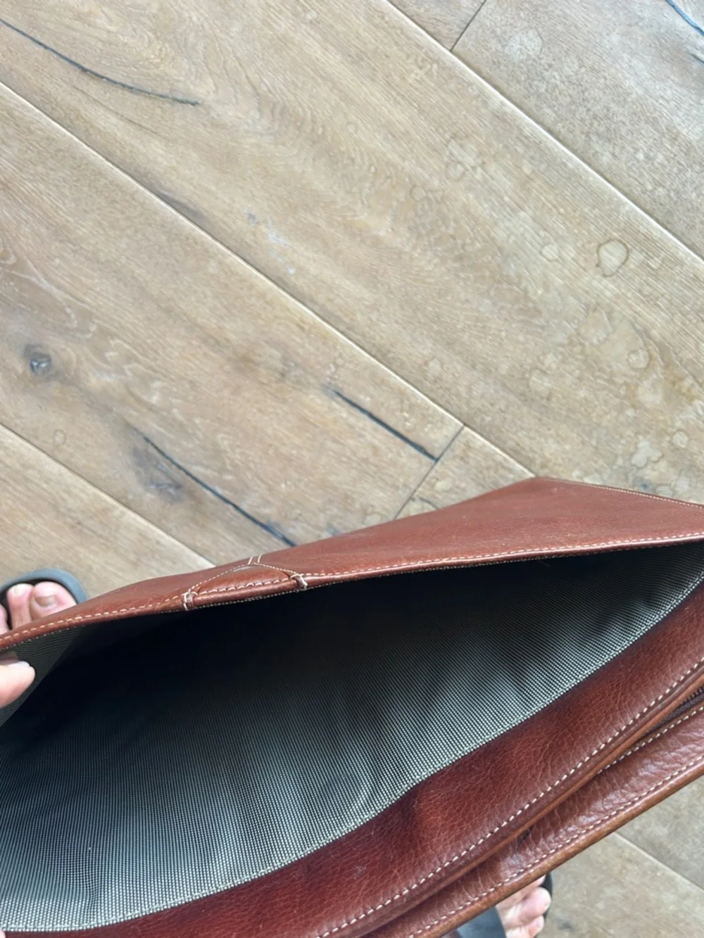 Men's Brown Leather Sleeve - Elegant Pebbled Finish